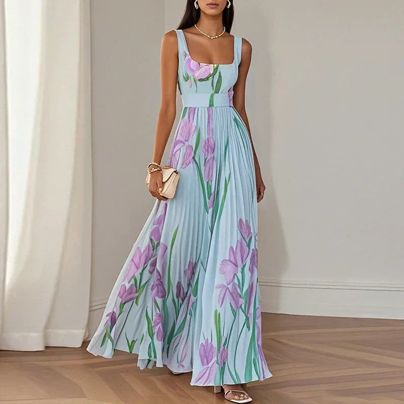 Robe Maxi Évasée en Fleurs | Maison Élise
