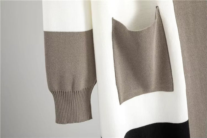 Albane | Ensemble 3 pièces en maille top, pantalon large et cardigan long
