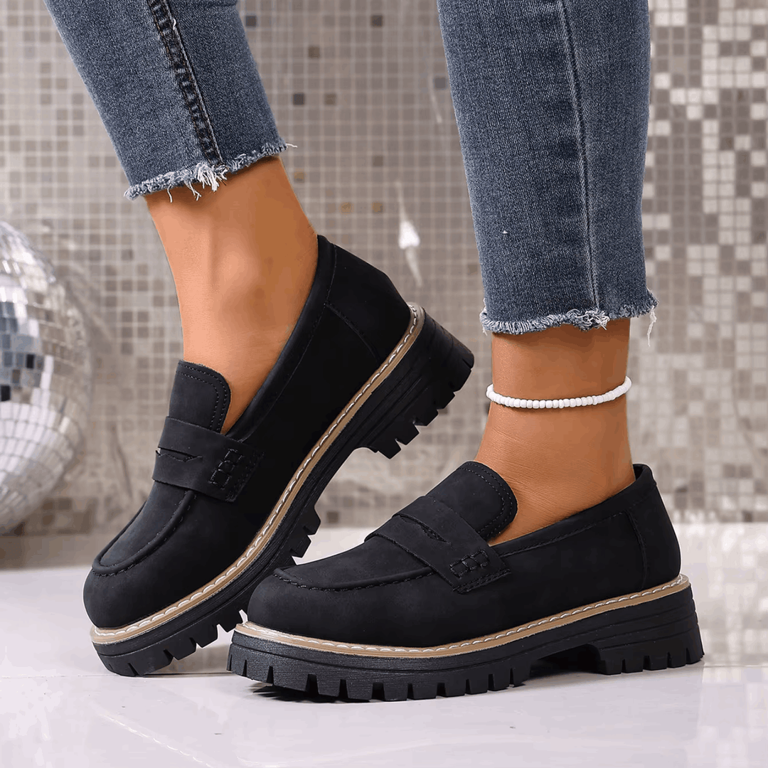 Elsa - Mocassins à Semelle Crantée Effet Daim