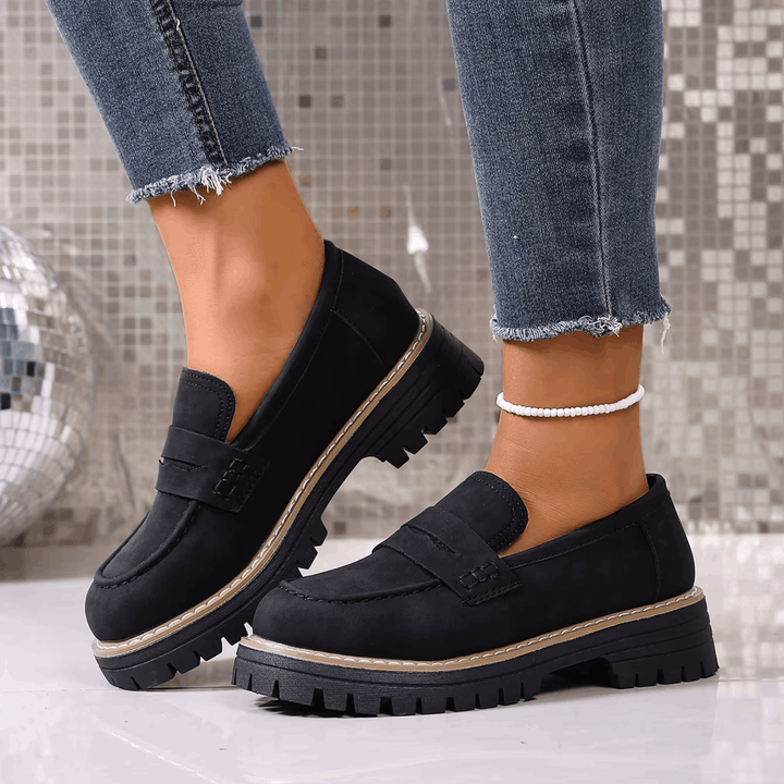 Elsa - Mocassins à Semelle Crantée Effet Daim