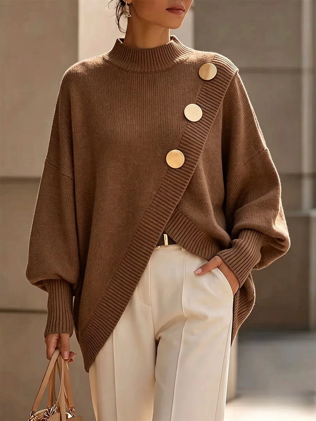 Celia | Pull en Maille à Détails Boutons