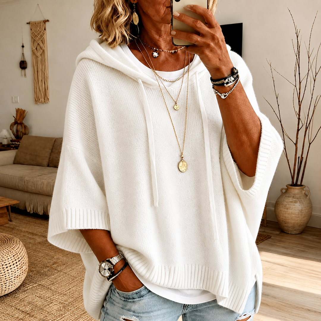 Janice | Pull Poncho Blanc