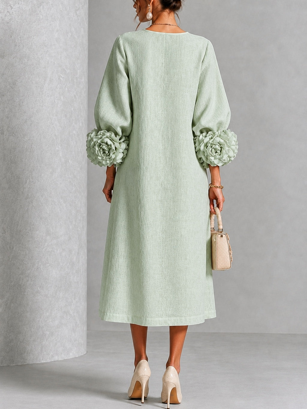 Sienna | Robe Midi à Poignets Fleuris