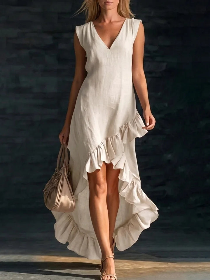 Rowan | Robe Longue Sans Manches à Ourlet Volanté
