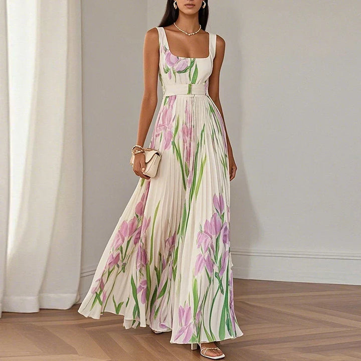 Robe Maxi Évasée en Fleurs | Maison Élise