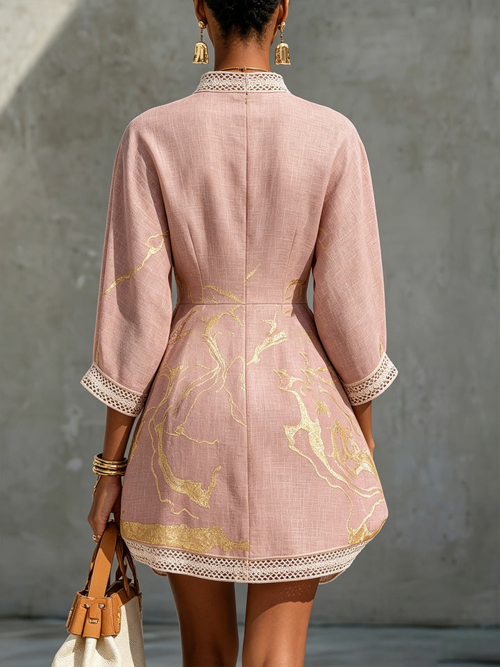 Odette | Mini Robe Col V Bordée de Dentelle