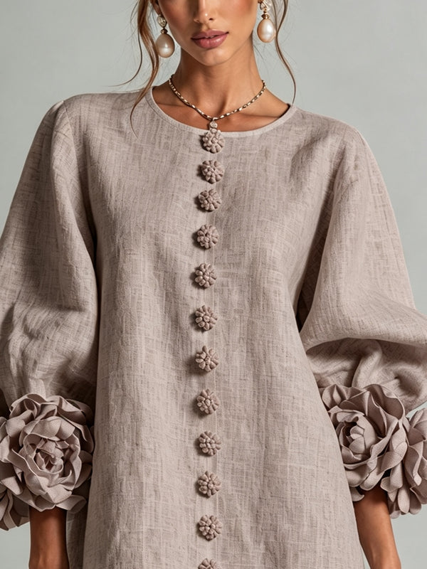 Sadie | Mini Robe Boutonnée à Poignets Fleuris