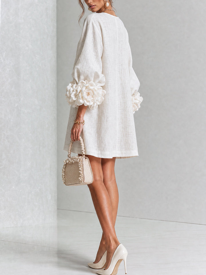 Aurora | Mini Robe Boutonnée à Poignets Fleuris