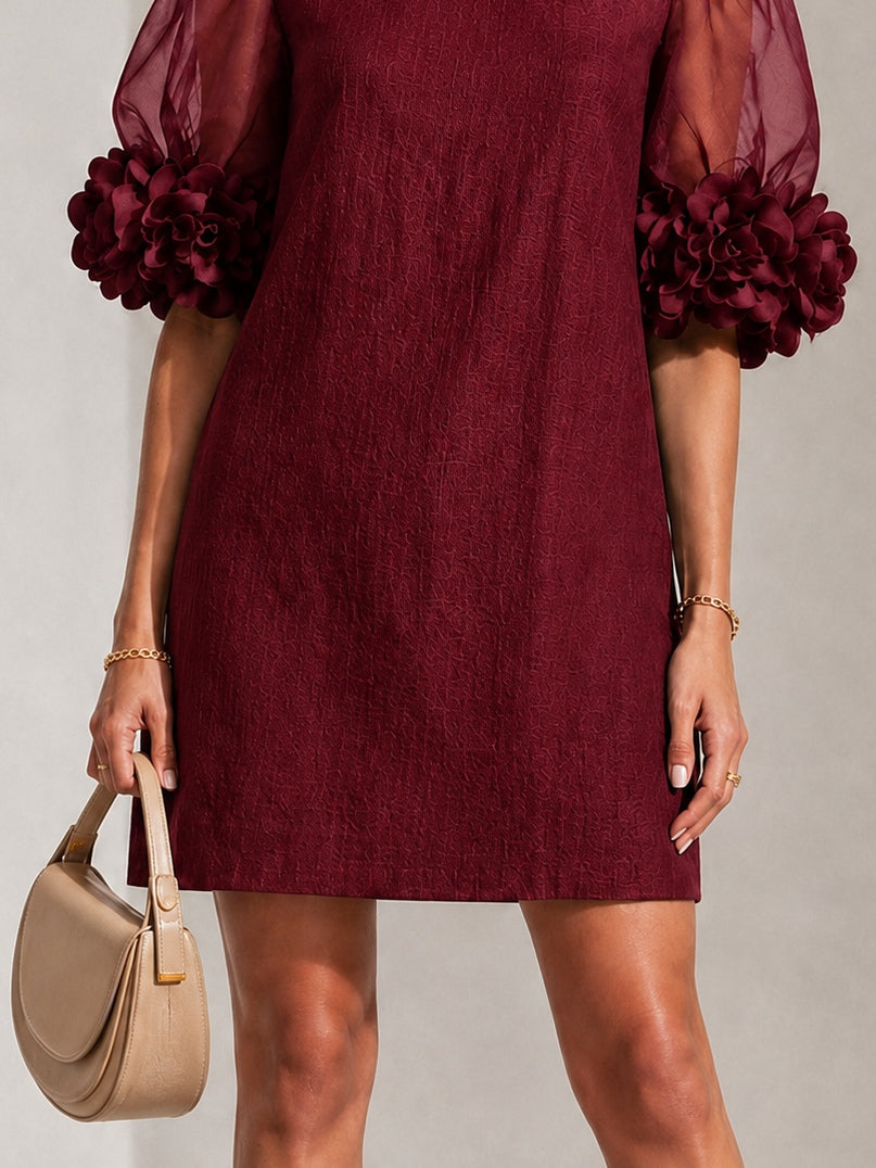 Philippa | Mini Robe à Manches Bouffantes et Poignets Fleuris