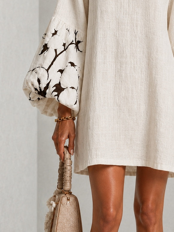 Waverly | Mini Robe Fleurie à Manches Bouffantes