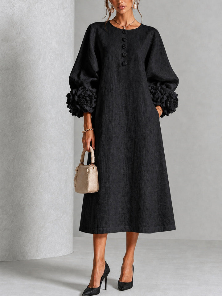 Adriana | Robe Midi à Poignets Fleuris