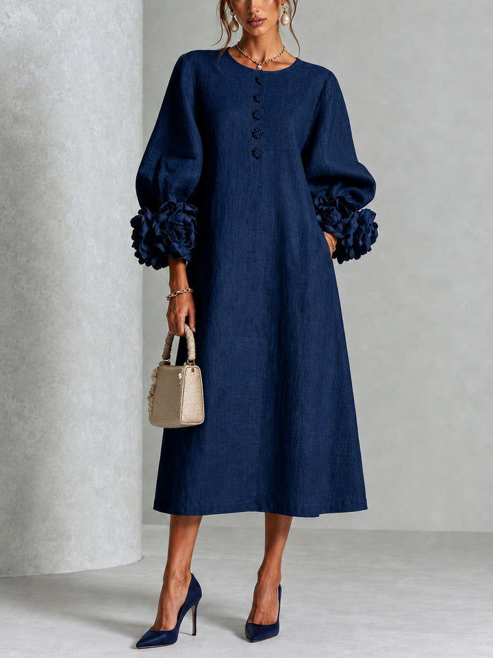 Danica | Robe Midi à Poignets Fleuris