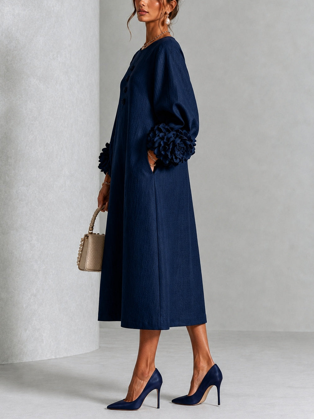 Danica | Robe Midi à Poignets Fleuris