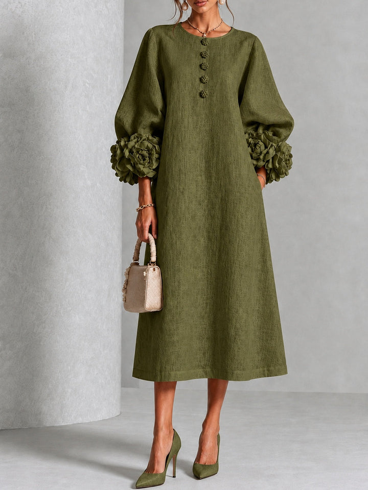 Wilhelmina | Robe Midi à Poignets Fleuris