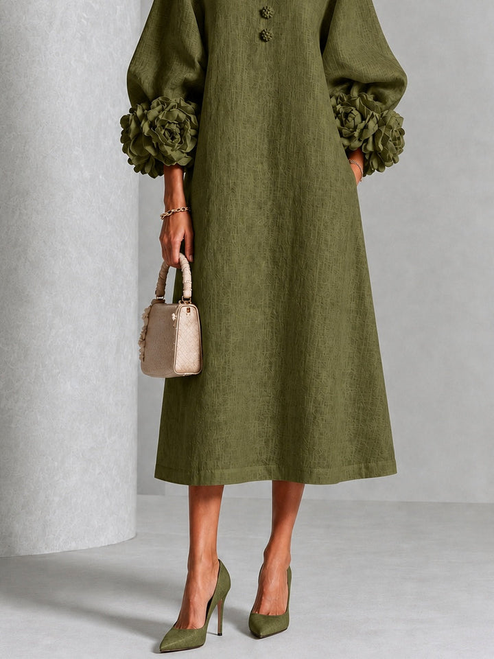Wilhelmina | Robe Midi à Poignets Fleuris