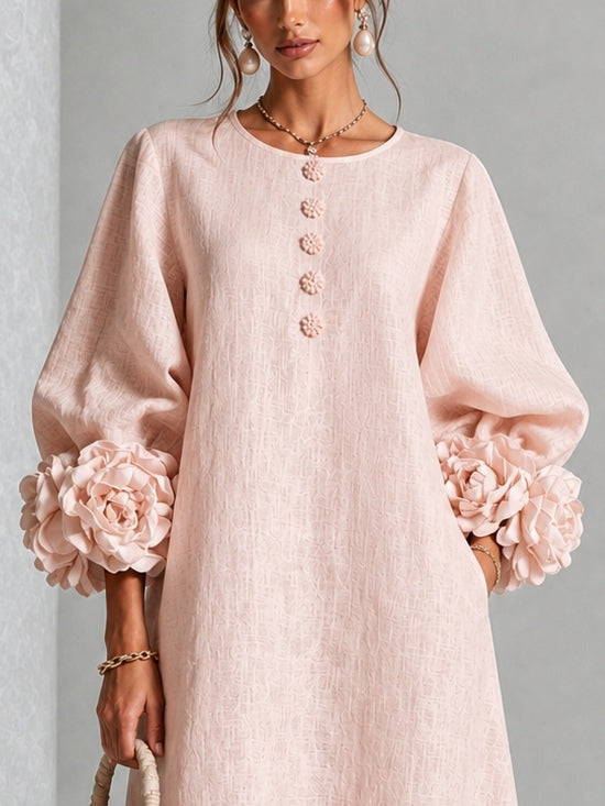 Rosetta | Robe Midi Boutonnée à Poignets Fleuris