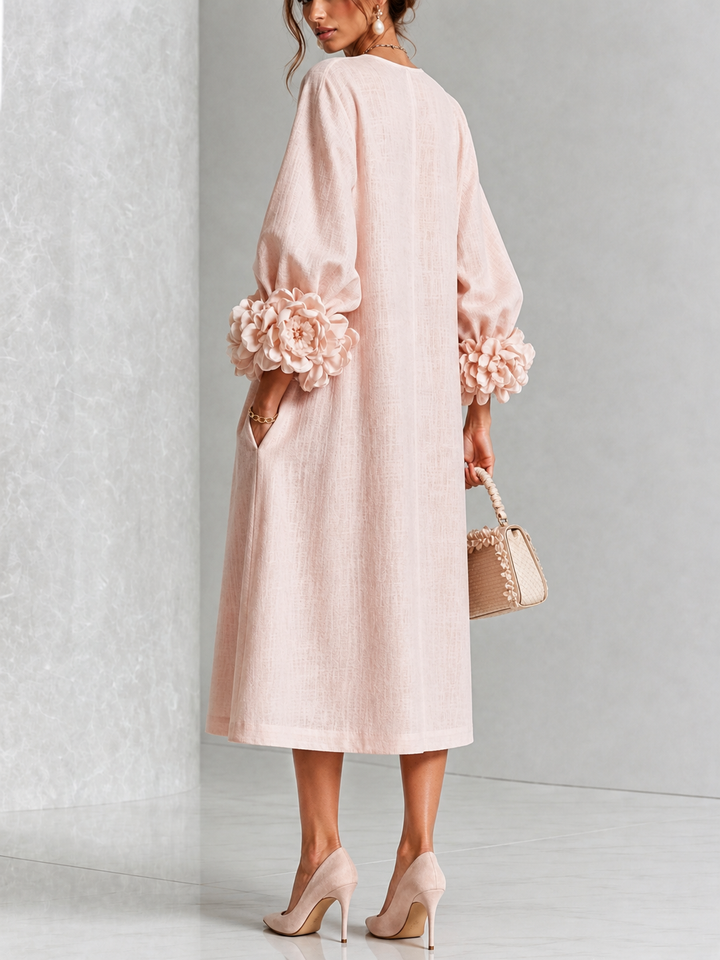 Rosetta | Robe Midi Boutonnée à Poignets Fleuris
