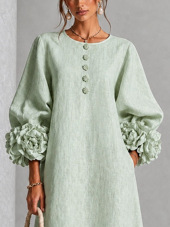 Sienna | Robe Midi à Poignets Fleuris