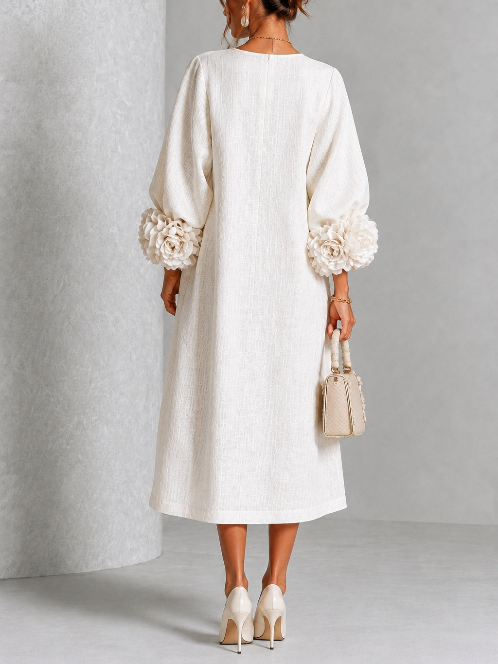 Henrietta | Robe Midi Boutonnée à Poignets Fleuris
