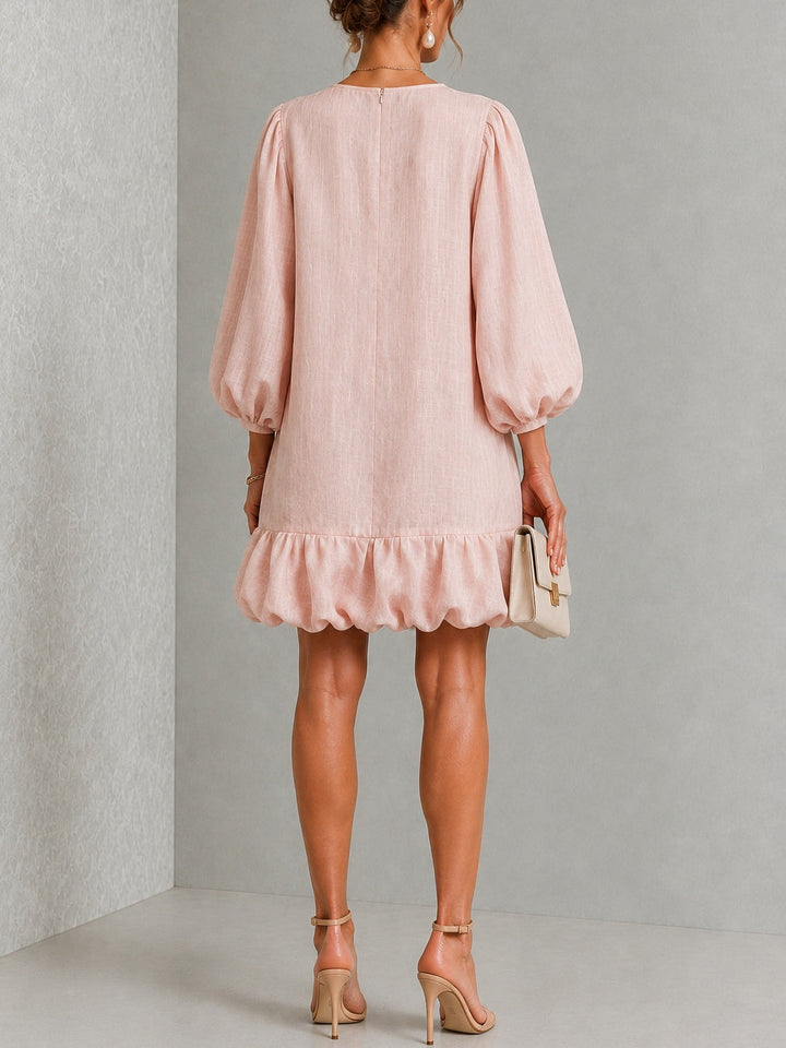 Rosalyn | Mini Robe à Manches Bouffantes et Boutons Fleuris