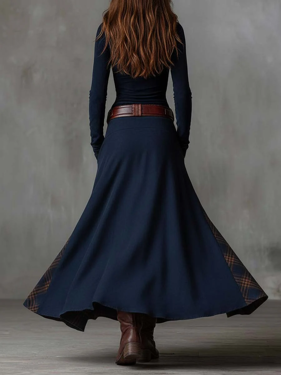 Élise | Robe Maxi en Suédine avec Ceinture