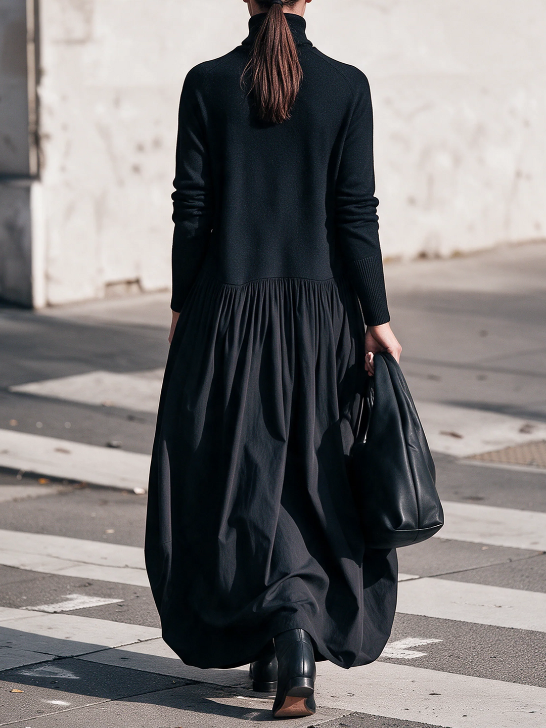 Nanette™ | Robe Longue Oversize à Col Montant et Poches