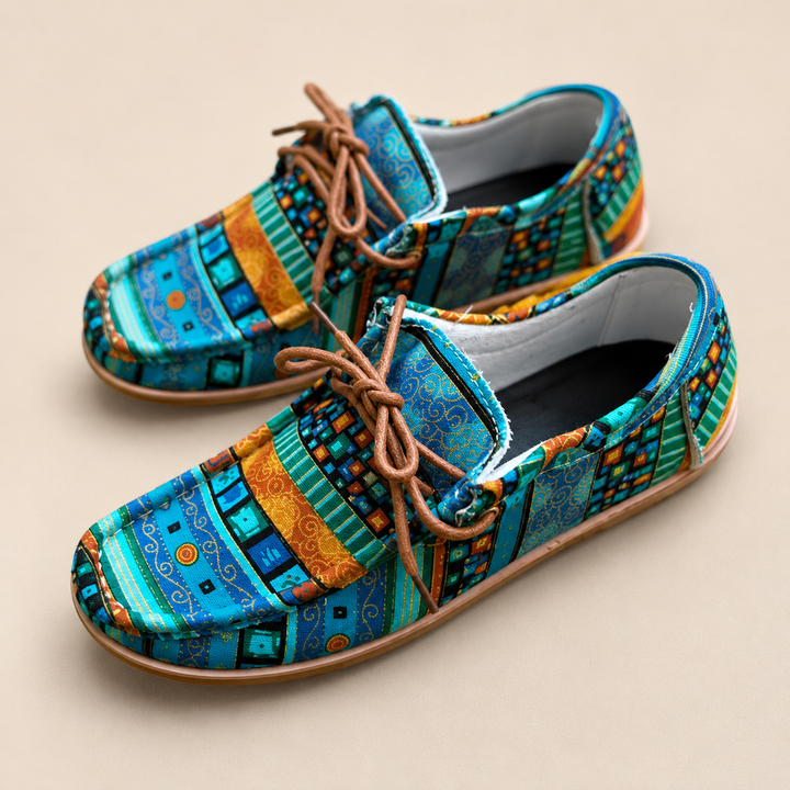 Chaussures en toile pour femmes à imprimé ethnique vintage