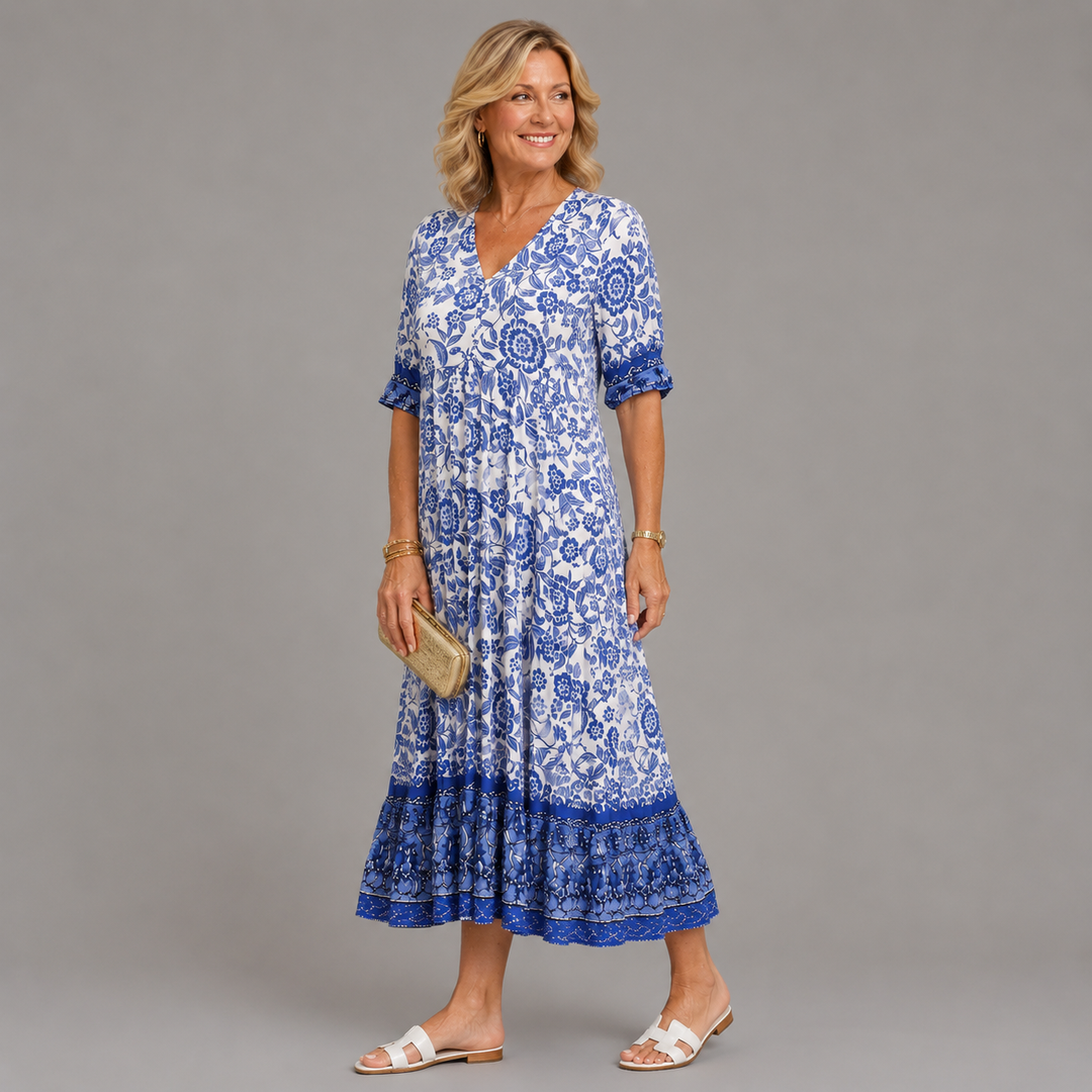 Keisha | Robe Fleurie Gracieuse à Col en V
