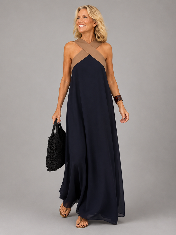 Velora | Robe Longue à Encolure Croisée