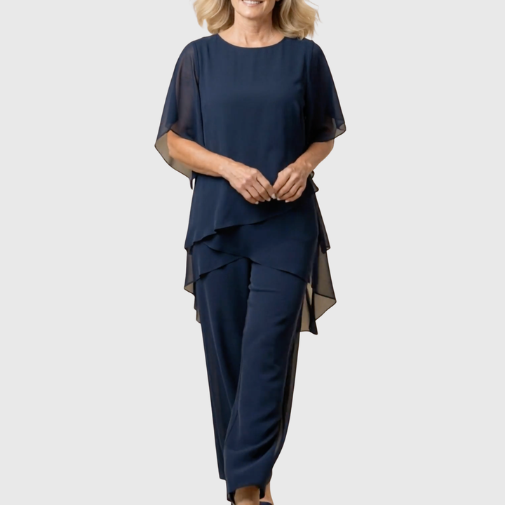 Chiara | Ensemble fluide 2 pièces à pantalon palazzo