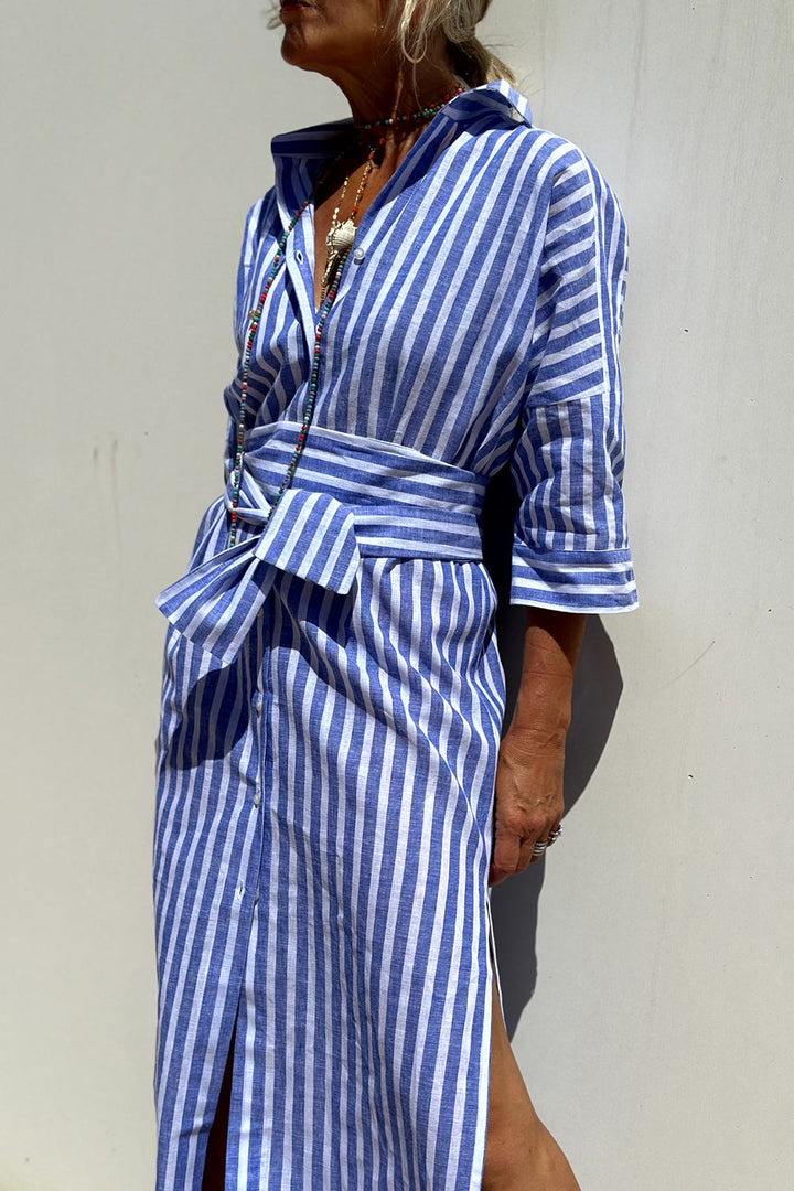 Sophia | Robe-chemise rayée intemporelle, alliant élégance et confort