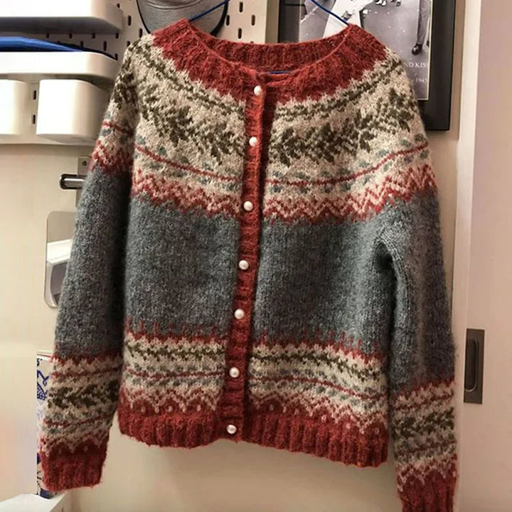 Gilet Maille Boutonné Jacquard Catherine