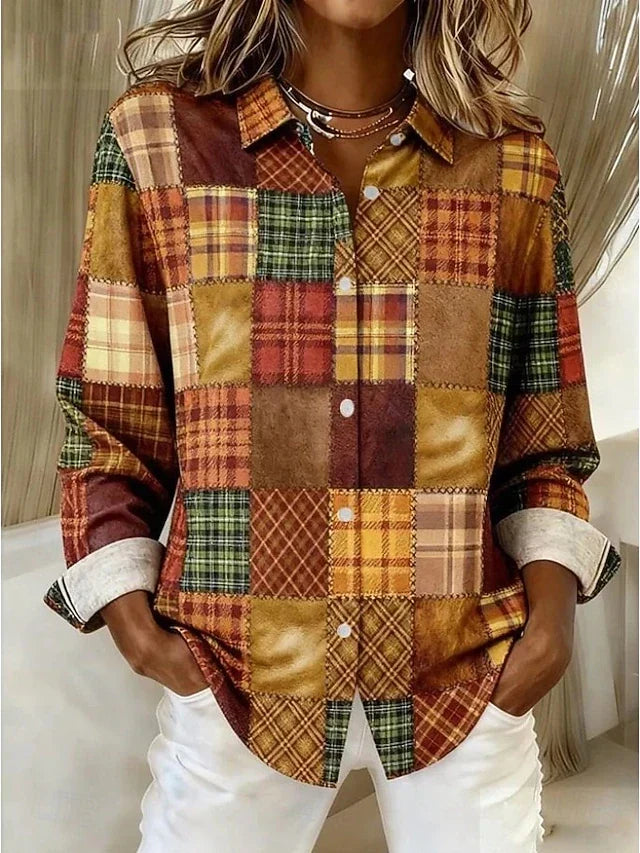 Merritt | Chemisier Boutonné Vintage en Patchwork