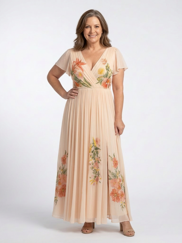 Maison Élise | Robe Maxi Florale Plissée Calista