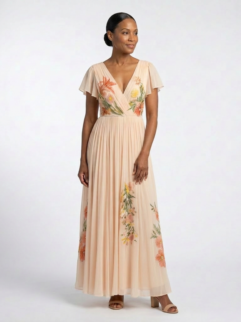 Maison Élise | Robe Maxi Florale Plissée Calista