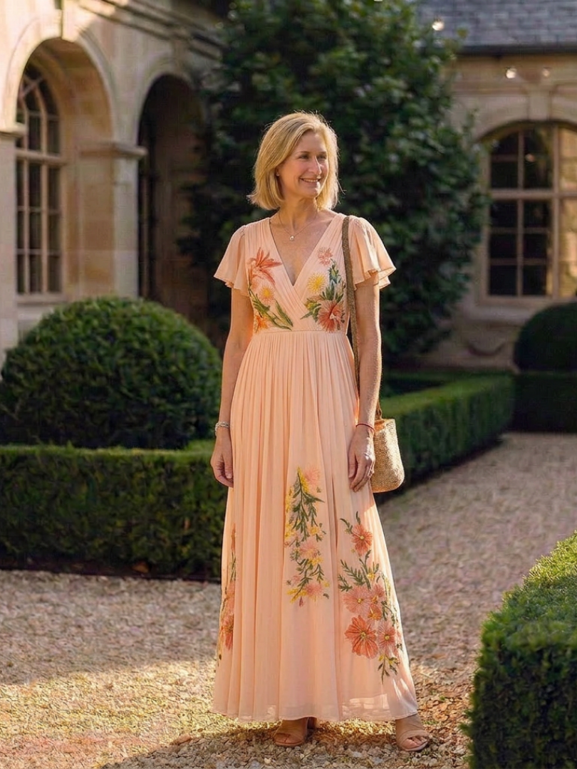 Maison Élise | Robe Maxi Florale Plissée Calista