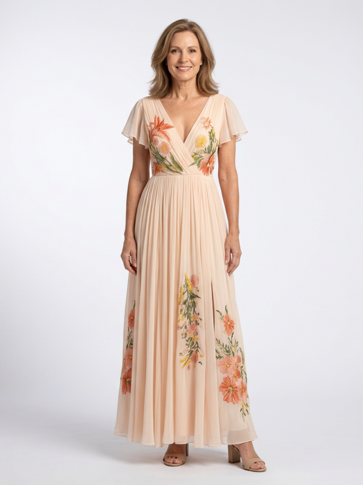 Maison Élise | Robe Maxi Florale Plissée Calista