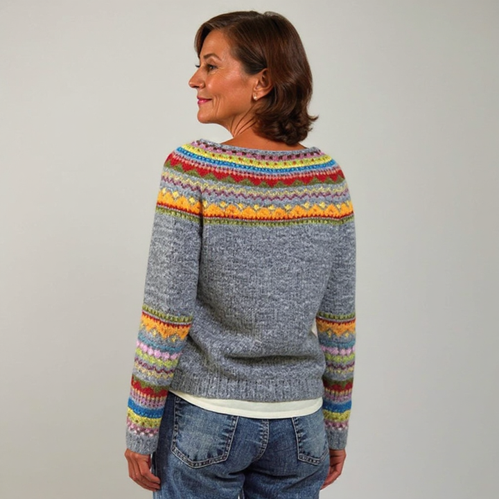 Pull Maille Empiècement Arc-en-ciel Sylvie