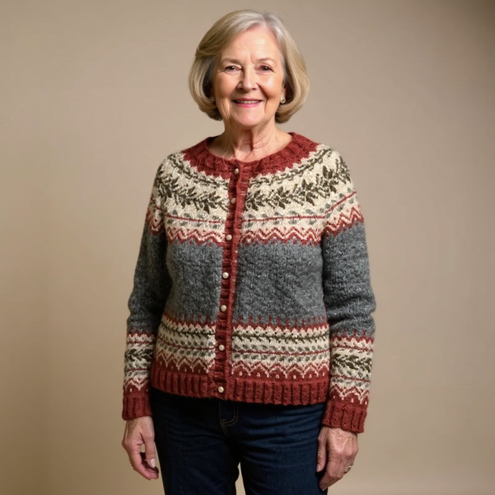 Gilet Maille Boutonné Jacquard Catherine