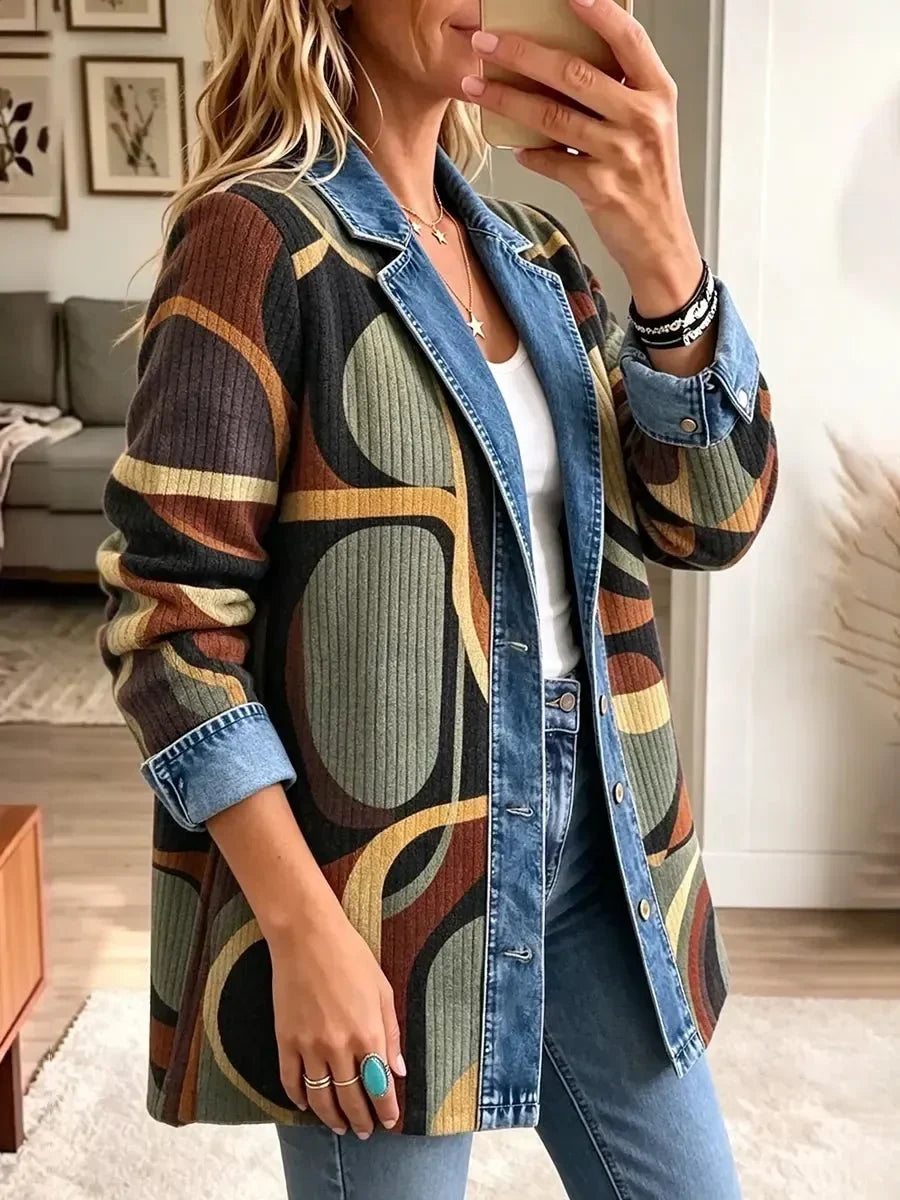 Avery | Veste en Jean Abstraite Vintage