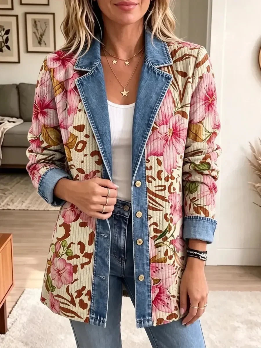 Luna | Veste Rétro à Motif Fleuri et Léopard