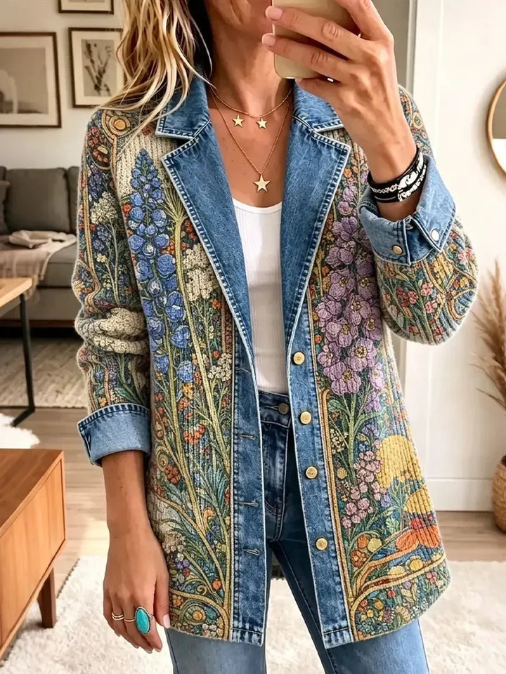Elizabeth | Veste en Jean Fleurie Vintage