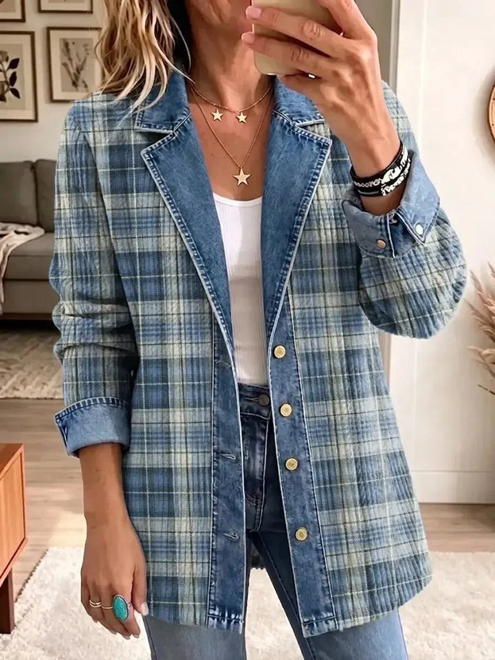 Sofia | Veste en Jean Rétro à Motif Artistique