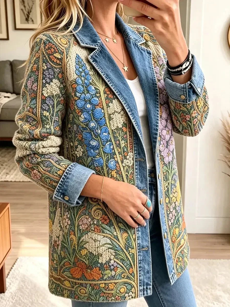 Elizabeth | Veste en Jean Fleurie Vintage