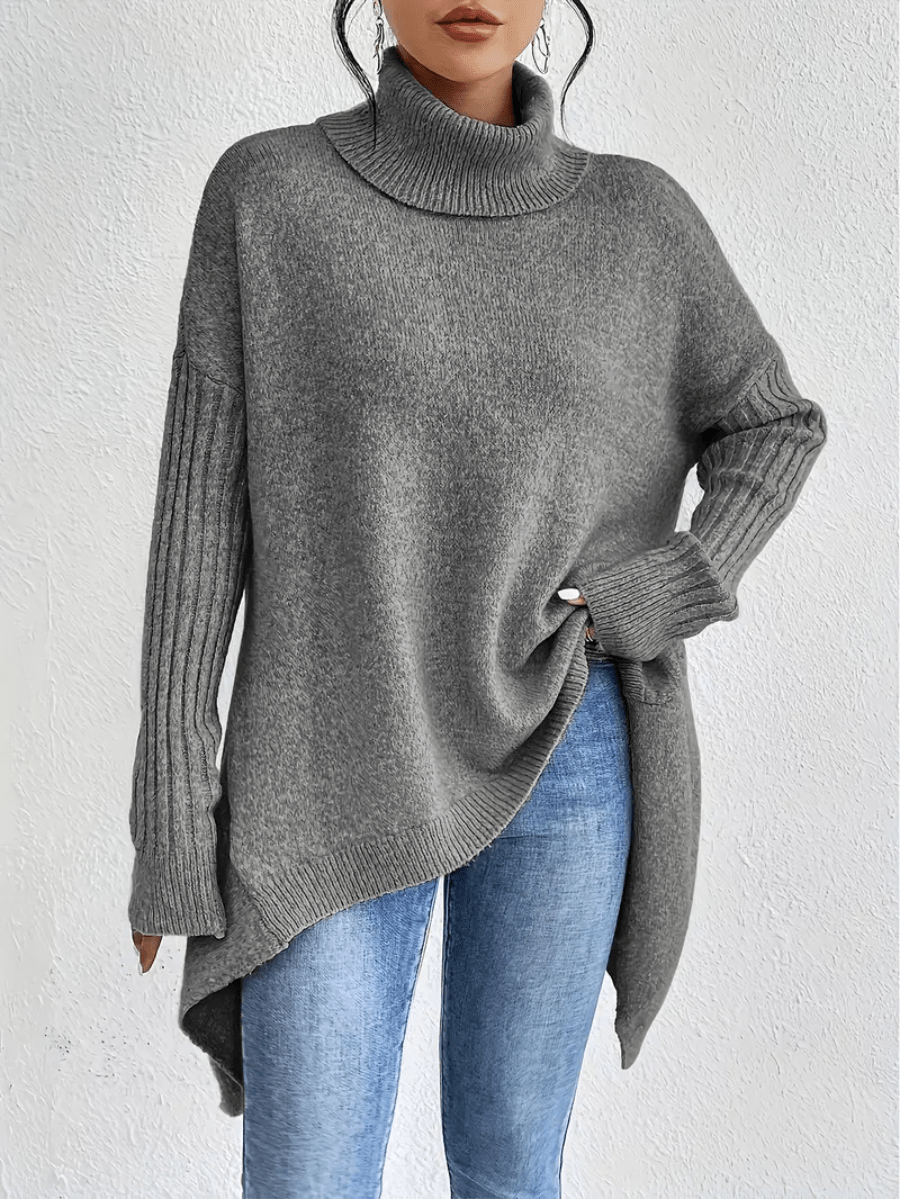 Isabelle | Pull Oversize à Col Roulé avec Doublure Chaude