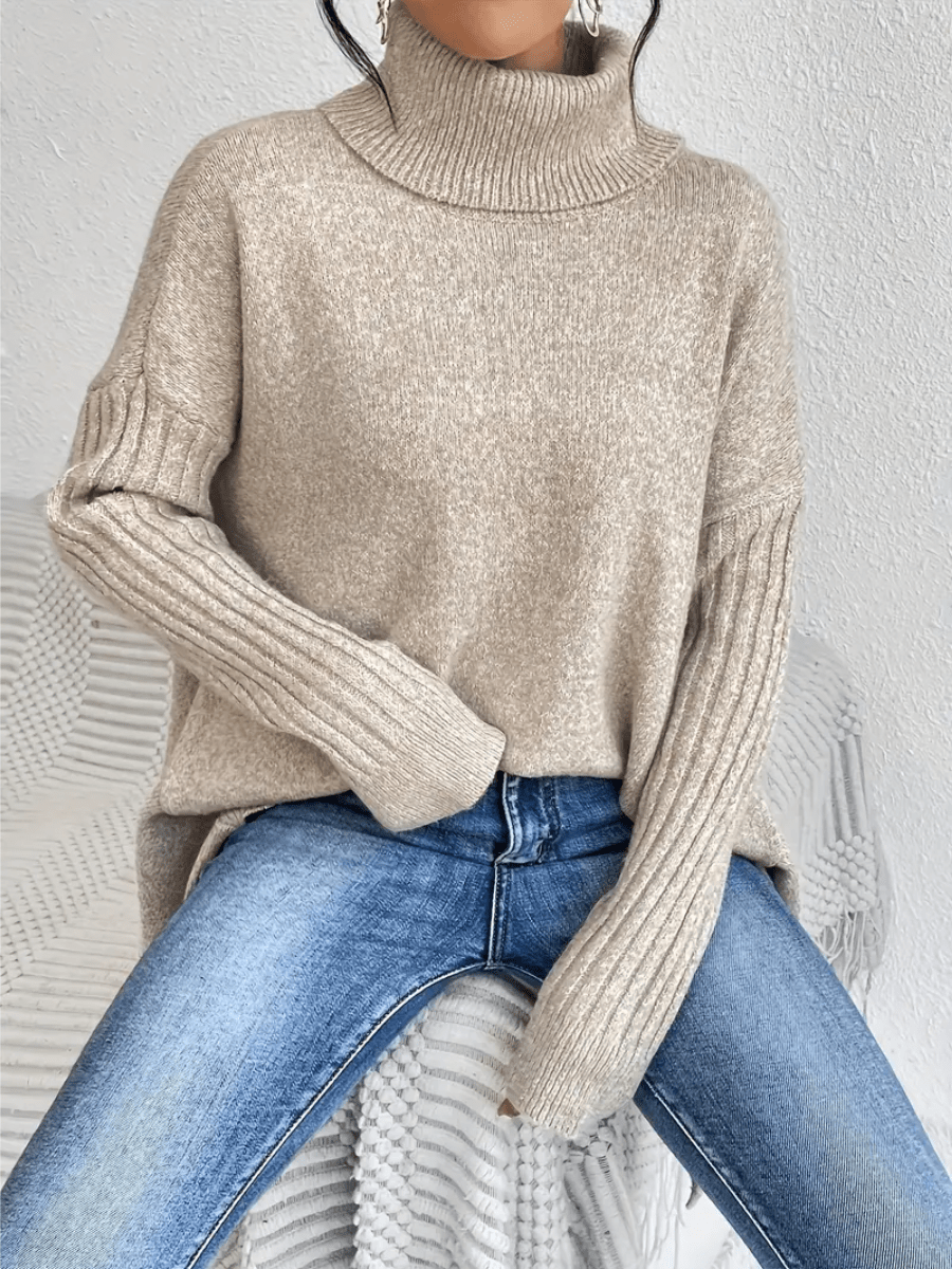 Isabelle | Pull Oversize à Col Roulé avec Doublure Chaude