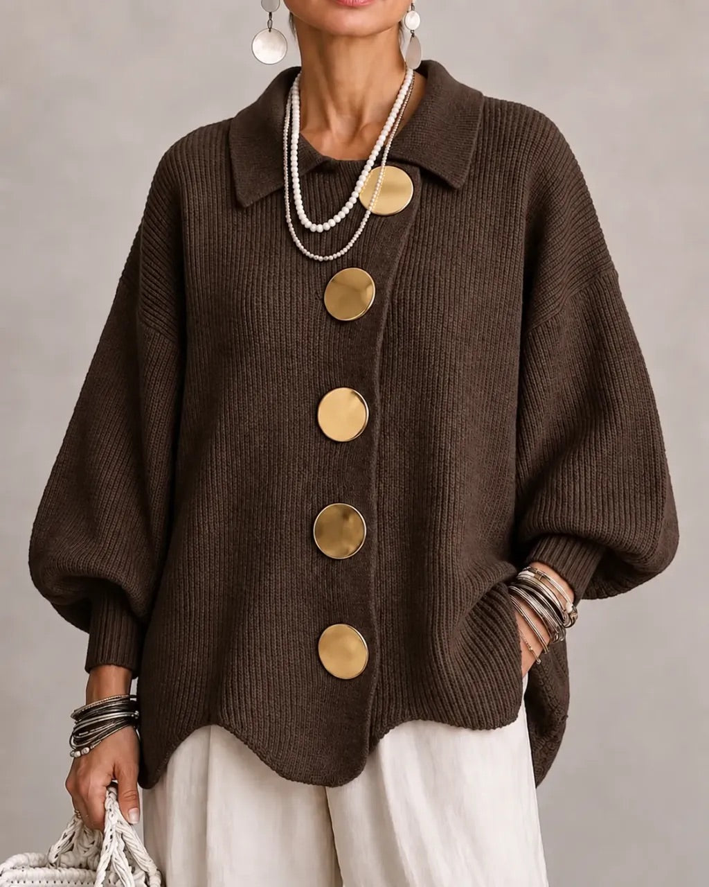 Karina | Cardigan Oversize à Col et Boutons