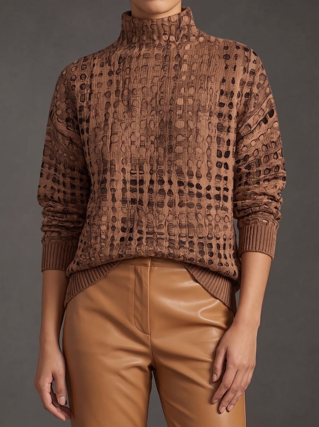 Lucienne | Col Roulé Texturé à Motif Treillis