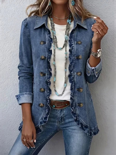 Sienna | Veste Boutonnée à Volants et Détail Fleuri