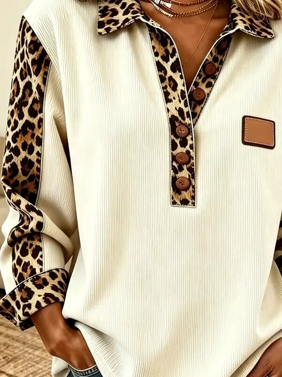 Albertine | Haut Henley Patchwork Léopard